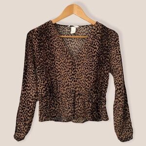 H&M Cheetah Print Crepe Blouse
